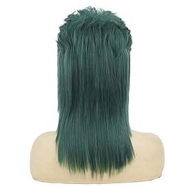 Swiking Green Mullet Wig for Women Shaggy Shoulder Length Layered Wig 70s 80s Rocker Wigs Halloween Cosplay Daily Hair Wigs(Green)