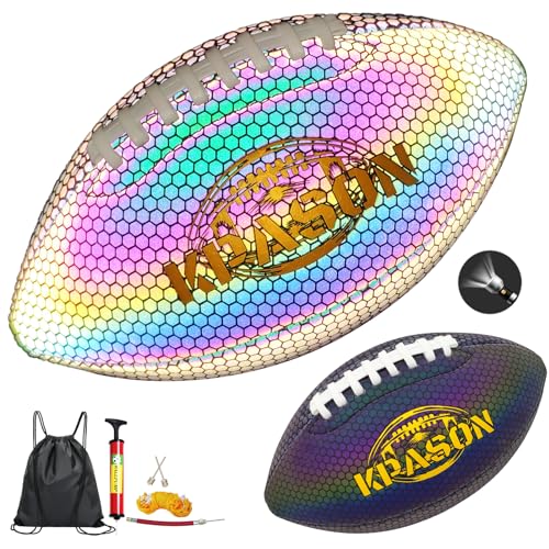 KPASON Football Holographic Bright Football Ball Official Size 9, Reflective