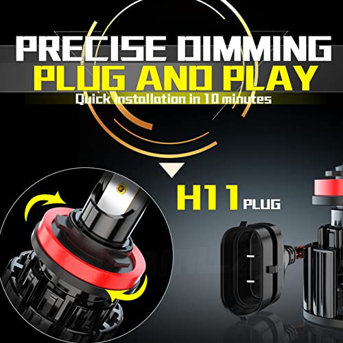 Fit For Toyota Tacoma (2016-2021) Led Headlight Bulbs, H11 High Beam + H11 Low Beam + H11 Fog Light Bulbs Kit, 60W 10000Lm 6000K White Super Bright, Ip67 Waterproof, Plug And Play, Pack Of 6 #TOP3