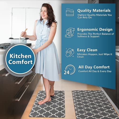 Comfilife Kitchen Mats For Floor (2 Pcs) – Cushioned Anti Fatigue Kitchen Rug For Comfortable Standing – Waterproof, Easy Clean thumb #1