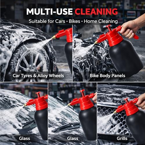 Image of MIKANIX Manual Pressure Spray Bottle for Gardening & Cleaning | Hand Pump Water Sprayer with Adjustable Nozzle | Multipurpose Plant Mister for Indoor & Outdoor (2L, Black)