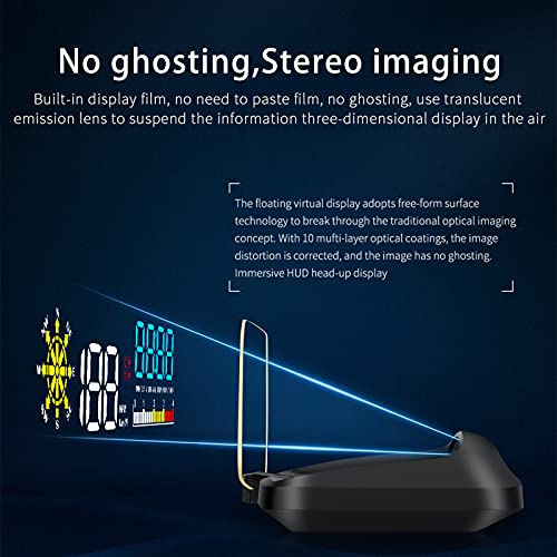 Image of wiiyii Car HUD C5, Head-Up Display, OBDII & GPS Scanner, Vehicle Speed, Fuel Consumption, Clear Fault Code, Compatible with All Cars