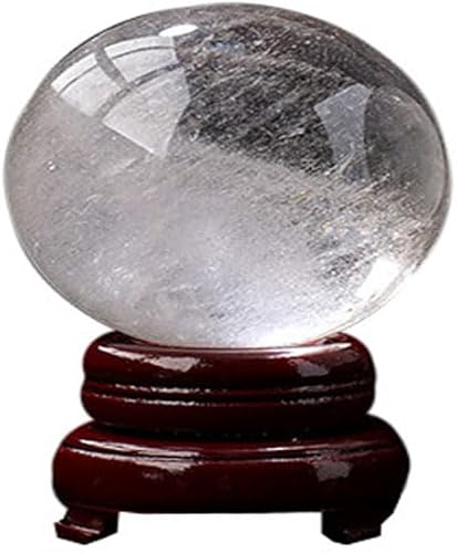 Miniatura 2 de Bola esférica de cristal de cuarzo transparente con soporte de madera, escultura de esfera de cristales curativos grandes, decoración del hogar y la