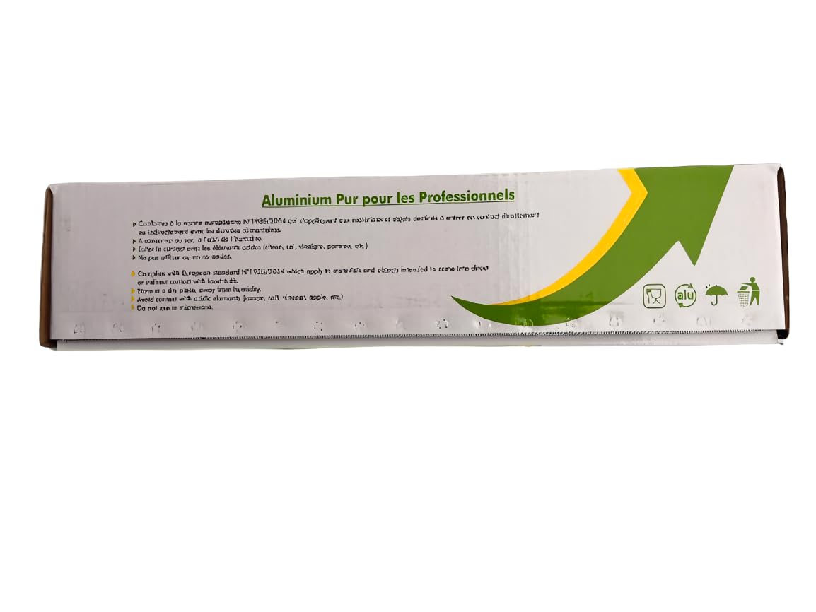 Rouleau Aluminium Alimentaire - 11 microns Épais 44 cm x 150 m pour Cuisson, Barbecue, Boulangerie et Cuisine - Idéal pour Professionnels et Maison