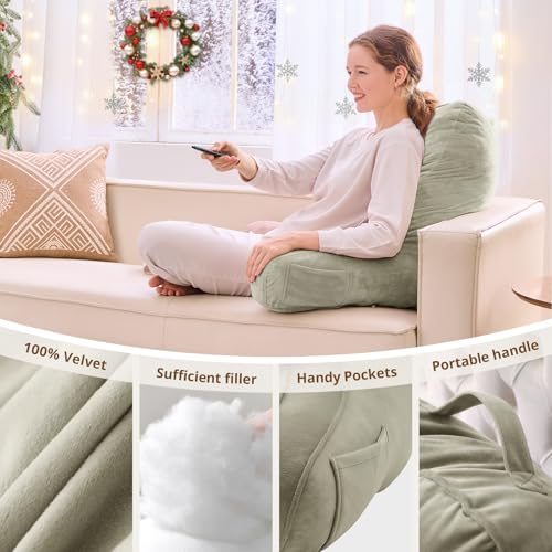 Image of Sasttie Reading Pillow for Bed, Back Pillow for Sitting Up, Linen