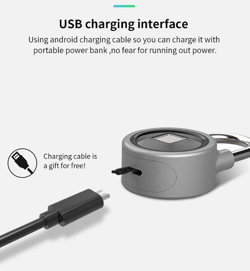 Candado sin llave con huella dactilar, Huella Dactilar Pa USB Recargable Bluetooth 78x50x23mm Haz 6mm