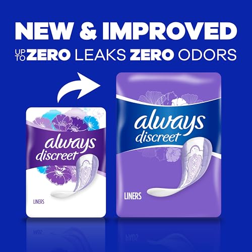 Image of Always Discreet Adult Incontinence & Postpartum Liners for Women, Size 2, Very Light Absorbency, Long Length, 44 Count (Packaging May Vary) (Pack of 2)