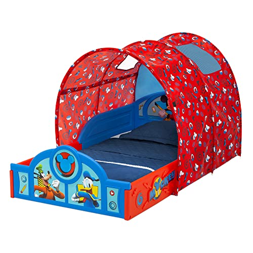 Image of Disney Mickey Mouse Sleep and Play Toddler Bed with Tent by Delta Children, Blue /Red