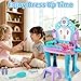 Toddler Frozen Vanity Table and Chair, Girls Magic Makeup Set with Mirror and Lights & Music, Kids Pretend Play Toys for 2 3 4 5 Year Old Girl Princess Dress Playset Birthday Easter Gifts Ages 2-4 3-5