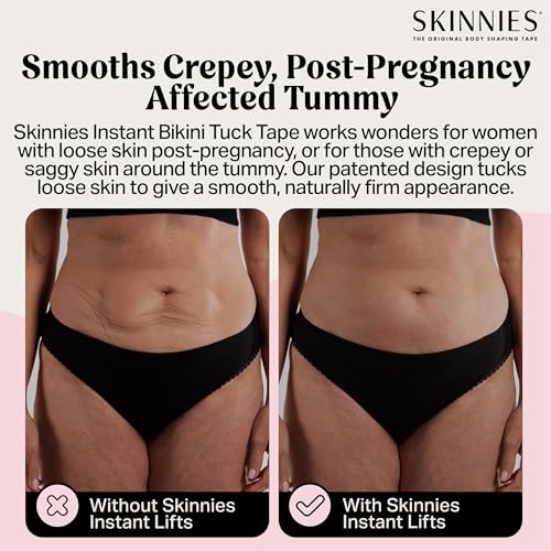 Tummy Tuck Tape - Patented & Made in USA - Slim Belly 3-4 Inches Instantly - Clear No-Pinch Adhesive Strips, Sweatproof and All-Day Wear Body Tape for Women - 5 Pack3