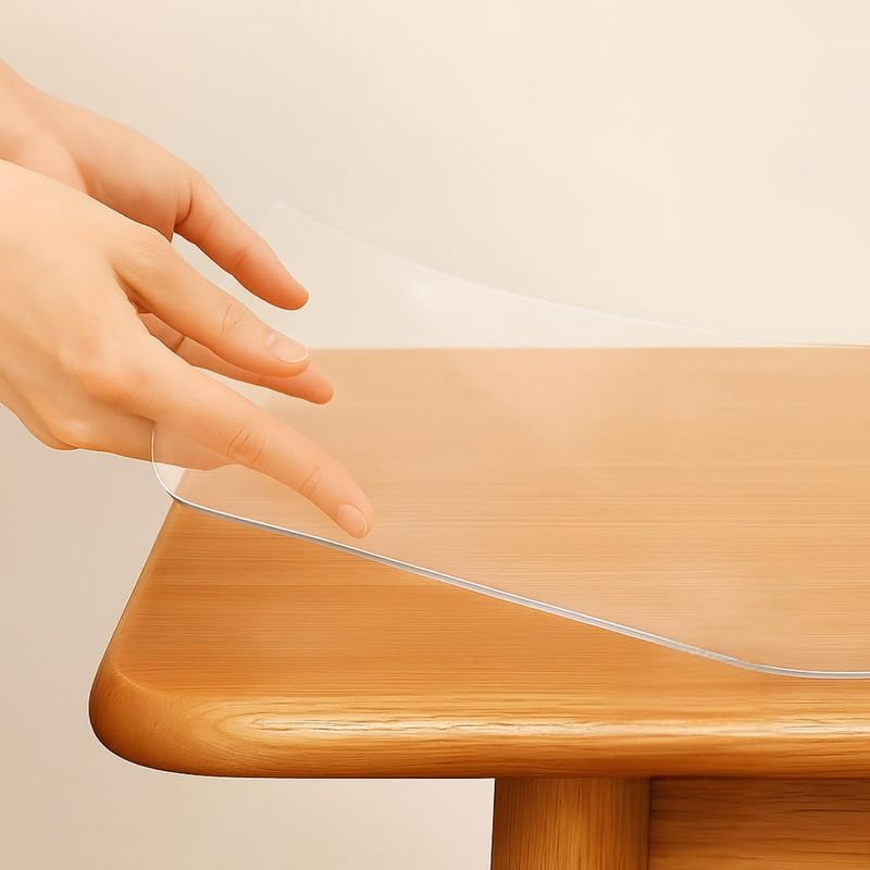 Image of Qlarity Covers 1.5mm Super Shield PVC Table Cover, 48x38 Inch, Thick Sheet | Thick clear table cover made from premium transparent thick cover provides long-lasting protection from spills and scratches