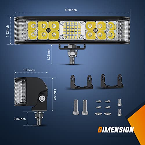 Image of Nilight Side Shooter LED Light Bar / Pods 2PCS 6.5 Inch 60W Flood Spot Beam Combo Fog / Driving Light Work Light for Truck ATV UTV Boat, 2 Years Warranty