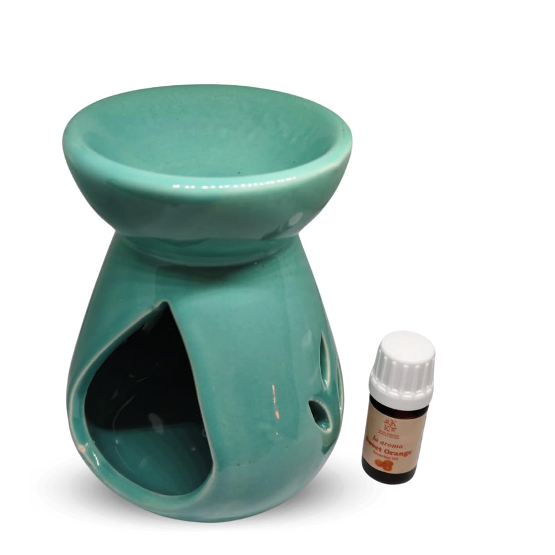 Kyna Korner Aroma Tea Light Diffuser & Free Essential Oil and Candle Diffuser for Aromatherapy | Green Colour