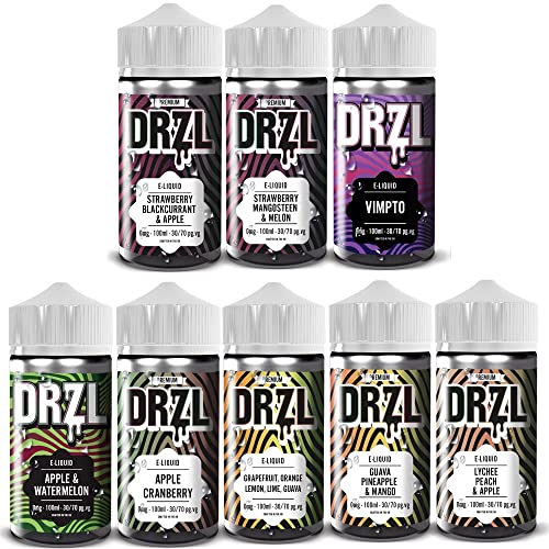 8-x-100ml-Vape-Juice-Apple-WatermelonCranberryGrapefruitOrangeLimeGuavaPineappleLycheeVMTO-Vape-Liquid-E-Liquid-Suitable-for-Vape-Kits-E-Cig-NO-Nicotine-E-Juice-Short-Fill-DRZL