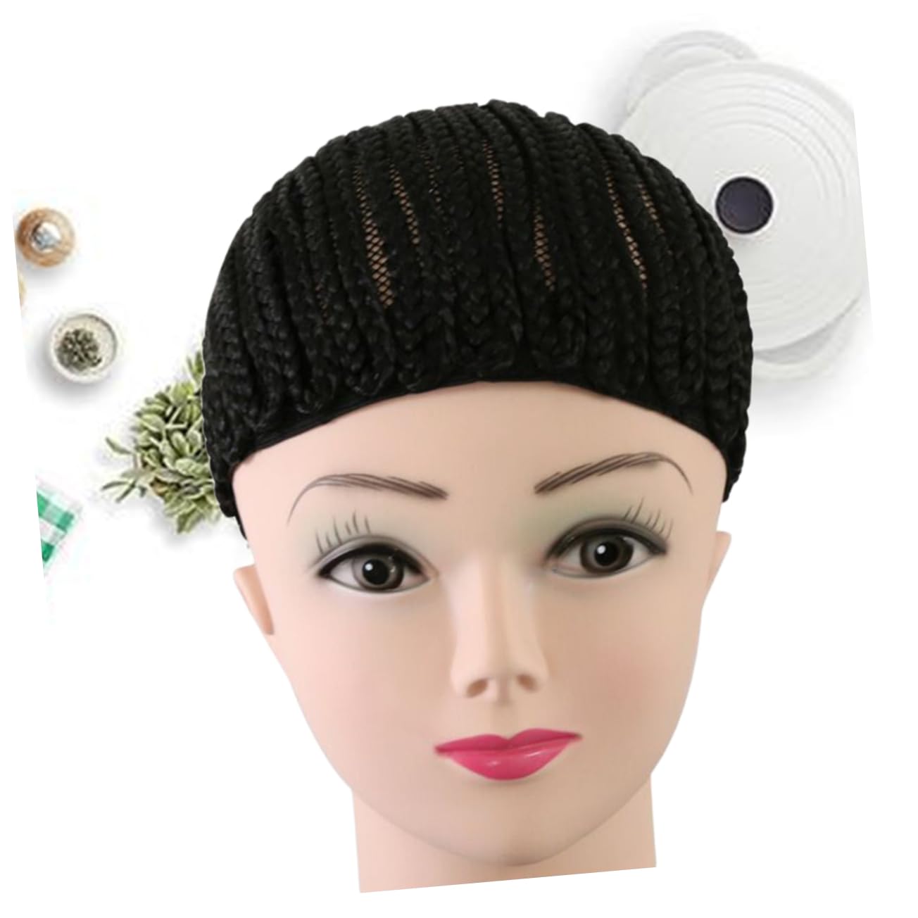 Healeved 3piezas Gorro De Peluca De Ganchillo Negro Para Trenzas Talla s Para Crear Pelucas De Trenzas Malla Transpirable y Elástica y Cómoda Para Uso Diario