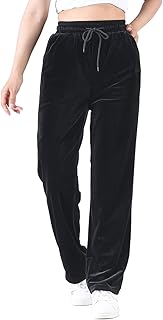 Zoulee Women's Velour Sweatpants High Waist Straight Pants Drawstring Active Pants with Pockets