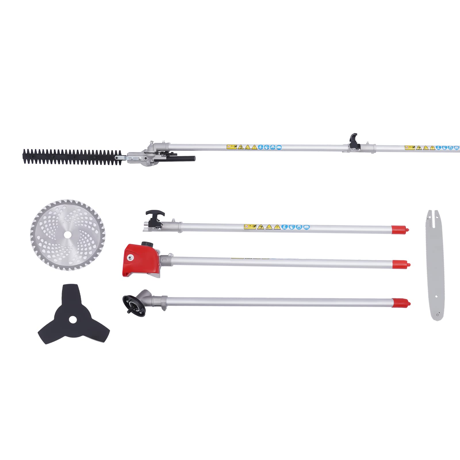 Desbrozadora profesional de 2 tiempos, gasolina, 1500 W, 52 cc, 4 en 1, desbrozadora multiherramienta, cortacésped para cuidado del césped y jardinería, 6500 rpm