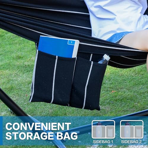 Image of PNAEUT Double Hammocks with Stand for Outside, Portable Space Saving Heavy-Duty Steel Stand for Indoor Outdoor Patio with Carrying Bag, 450 lbs Capacity (Chasm)
