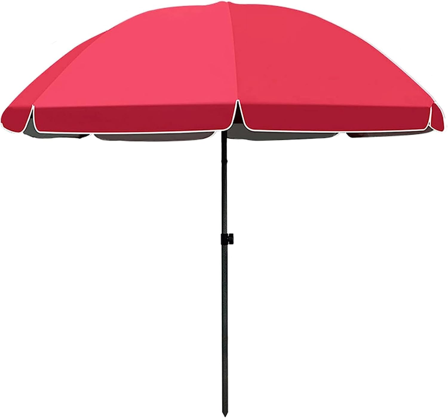 Silver Rubber Oxford Fabric Patio Umbrella, 45° Adjustable Umbrella Pole Design Outdoor Umbrella, Beach Umbrella with Base(2.0M-Red)