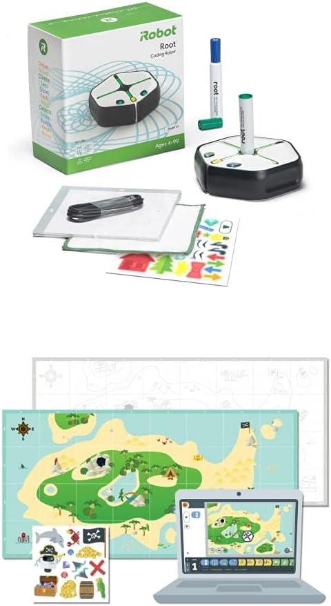 🛒 Crazy Deals Root rt1 iRobot Coding Robot: Programmable STEM/STEAM Toy, Creative Play Through Art, Music and Code, Voice-Activated + iRobot Root rt0 Coding Robot w/ Adventure Pack: Coding at Sea Accessory Bundle