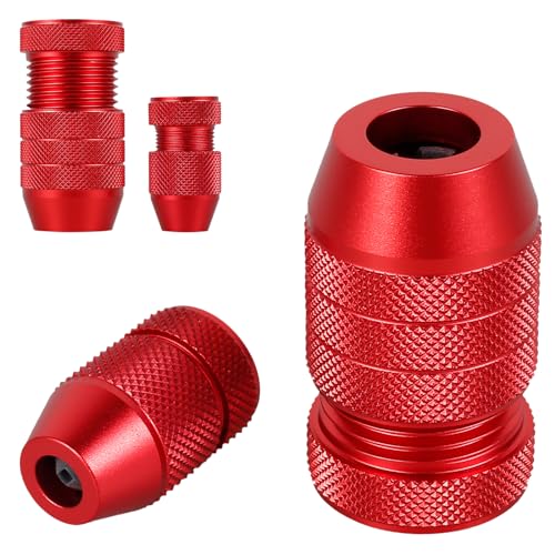 Image of Abizarch 2Pcs Drill Depth Stop Adjustable Drill Bit Stop Collar Set Aluminum Alloy Drill Stop Precise Drill Size Range 5/64inch-3/16inch 15/64inch-7/16inch for Furniture Tile Metal Wood (red No2)