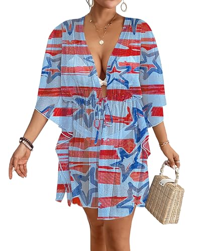 Bsubseach Women's Swimsuit Cover Up 4th of July Kimono...