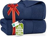 Utopia Towels - Luxurious Jumbo Bath Sheet 2 Pack - 100% Cotton Highly Absorbent and Quick Dry Extra Large Bath Towel - Super Soft Hotel Quality Towel (90 x 180 cm, Navy) - Image 1
