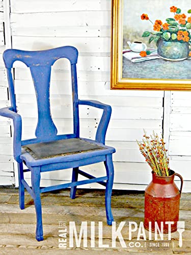 Real Milk Paint, Wood Paint For Furniture, Matte Paint For Cabinets, Walls, Brick, And Stone, Water Based Organic, No Voc, Navy Blue, 1 Quart #TOP3