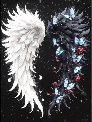 Image of Angel Wings Stamped Cross Stitch Kits for Adults,Colourful Angel Wings Dimensions Cross Stitch Kits Embroidery Kit Arts and Crafts for Beginners 15.7x11.8 inches