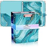 2 Pack 3 Ring Binders 1 Inch, Cute Binder with Clipboard for Letter Size Paper, Hardcover Decorative