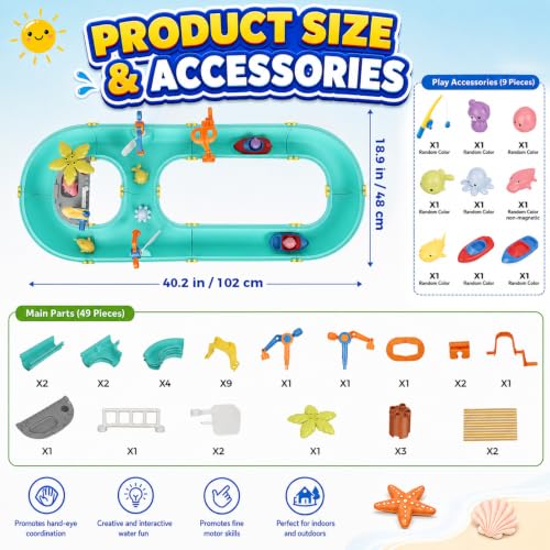 Mesa de agua con esclusas y barcos que estimula el aprendizaje STEM y la pesca magnética infantil 5