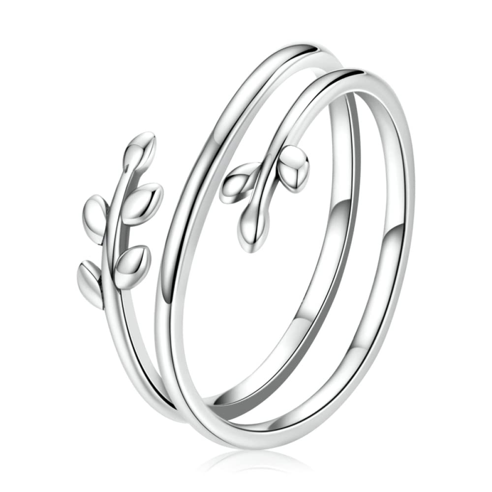 Bague multicouche ajustable au design feuille ciselée haute finition
