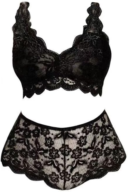 Miniatura 3 de Lencería de talla grande para mujer, conjunto de brasier y bragas de encaje sexy para sexo travieso, conjunto de pijama transparente