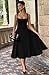 Memoriesea Women's Elegant Square Neck Swing A Line Wedding Evening Party Midi Dress Black