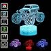 Produktbild Off Road Auto LED 3D Lampe Optischer Lichteffekt Optische Täuschung Kinderzimmer Tisch Nachtlicht 7 Farbwechsel 3D-Leuchten