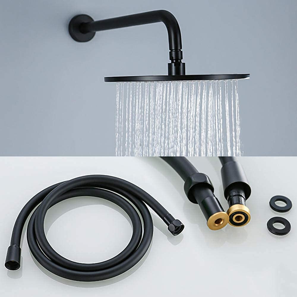 Zestaw prysznicowy Czarny Mikser Mosiądz 12 in Round Rainfall Prysznic Prysznicowy Bateria Den Mixer-B_12_In/B/12 godzin