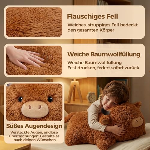 Mewaii Weighted Plüsch Gewichtstiere Hochlandrind Kuscheltier 58cm,1.8kg (4.0 lbs) Kawaii Plüschtiere für Kinder,Komfortabel und Kuschelig, Kuscheltiere für Frauen und Männer