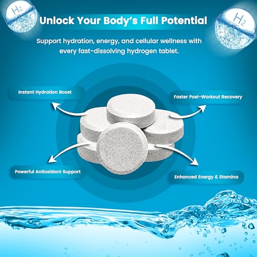 Image of Hydrogen Water Tablets 12 PPM - Molecular H₂ Tablets with Magnesium | h2 tab Lab Tested Antioxidant Support for Energy, Cellular Health, Recovery & Cognitive Function, 30 Count, Raspberry