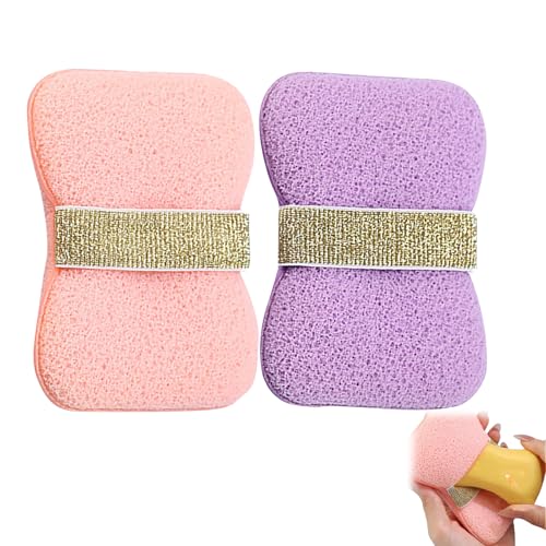 Esponja de jabón de baño, esponjas de ducha 2 en 1, esponjas de espuma suaves para el cuerpo, para uso diario y viajes, superficie rugosa de panal (A+B, esponja de ducha)