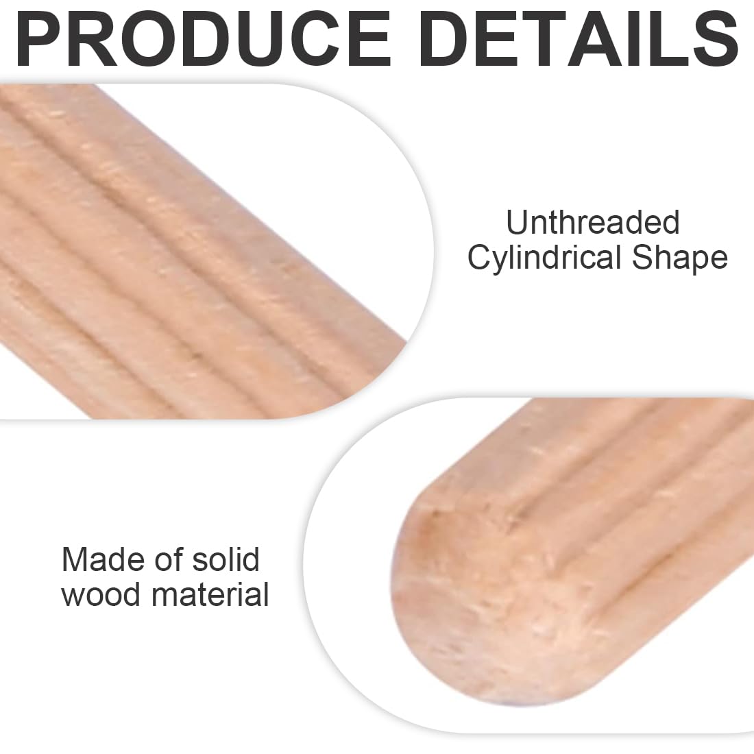 EIHI Tasselli in Legno Scanalati 50 Pezzi 6mm - Spine e Perni di Legno Duro per Mobili, Fai da Te