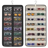 EEEKit Brillen Organizer, Hängende Sonnenbrillen Aufbewahrung mit 360°-Haken, Doppelseitiger Schmuck-Organizer mit 32 Taschen für Tür Schrank