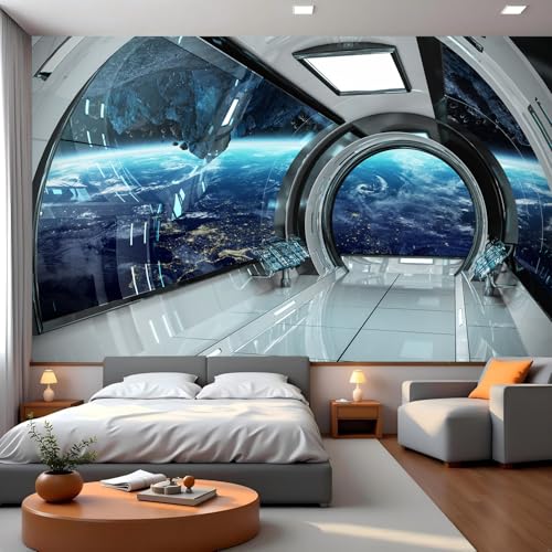 Papier peint 3D autocollant grand format deco chambre ado design vaisseau spatial - 4