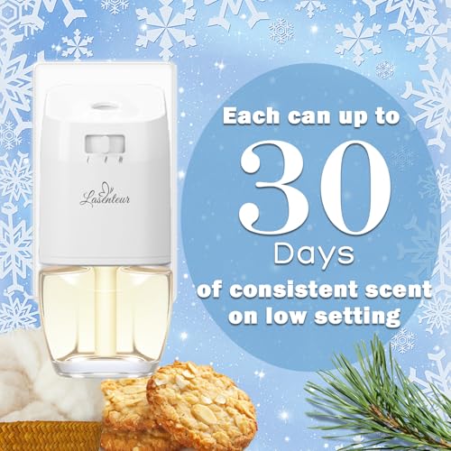 Image of Plug In Air Freshener Refills, 12ct, Wall Plug In Refill for Summer | Vanilla Almond Biscuit, Cashmere Wood, Fresh Cut Fraser Fir & First Snowfall - Compatible with Air Wick & Glade