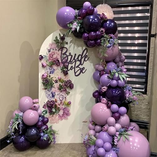 60Pcs Metallic Purple Balloons, 12Inch Metallic Dark Pastel Light Purple Lavender Confetti Balloons for Wedding Bridal Shower Baby Shower Birthday Party Decorations — view 3