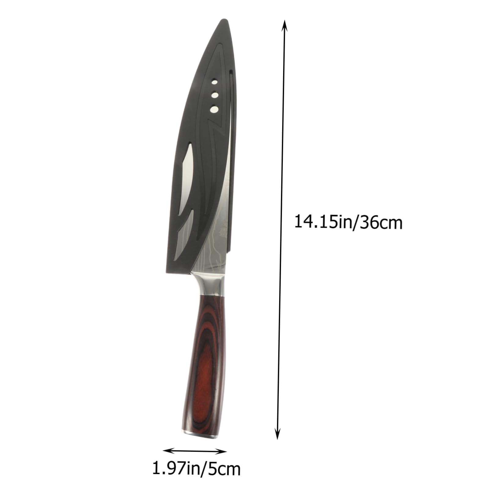 Cuchillo Chef Japonés Mango de Madera Negro para Cocina | Acero, Superficie Lisa y Empuñadura Antideslizante, Uso en Hogar y Restaurante