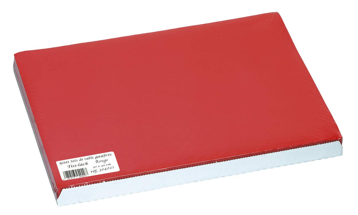 500 Sets de Table Papier gauffré Brillant 30 x 40 cm (Rouge)