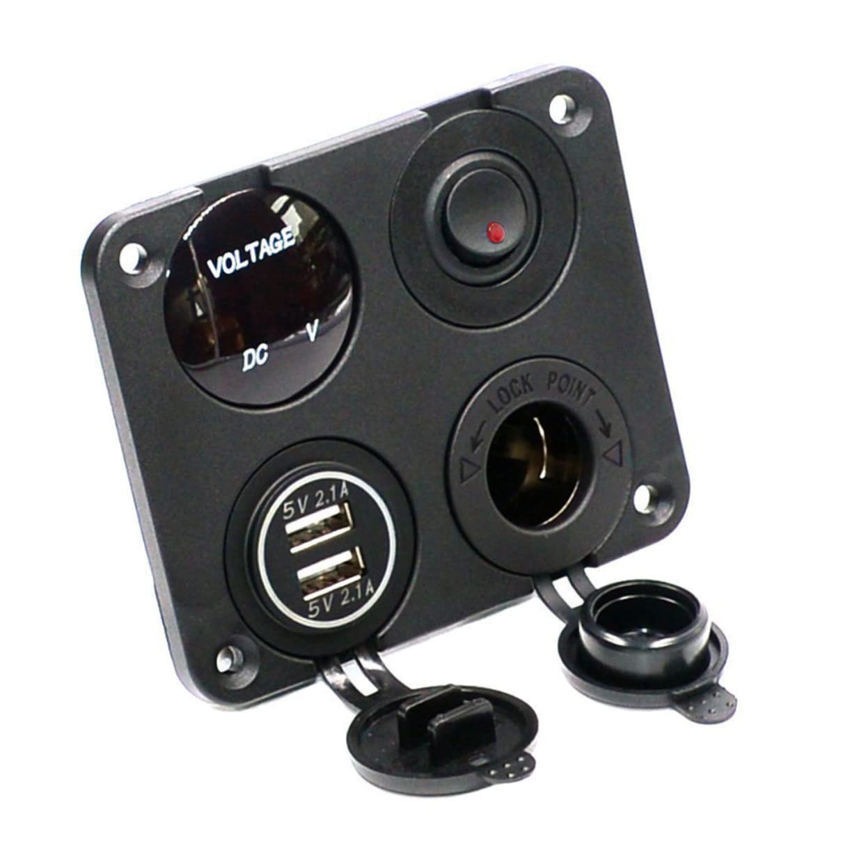 HOMSFOU 2 Pezzi 4 1 Convertitore Per Auto 21a Caricabatterie Usb Doppio Led Voltmetro 12-24v Tensione Universale Per Veicoli Barca