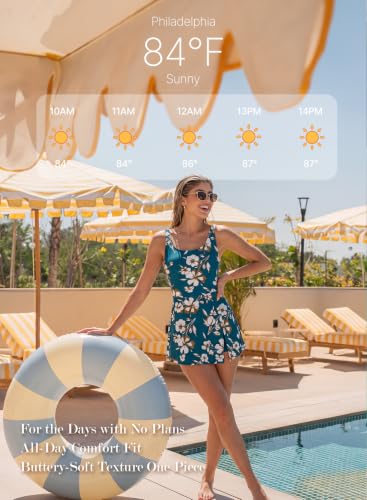 Image of Aleumdr One Piece Swimdress Swimsuit for Women Tummy Control Split Swim Dress Skirt Bathing Suit with Pockets