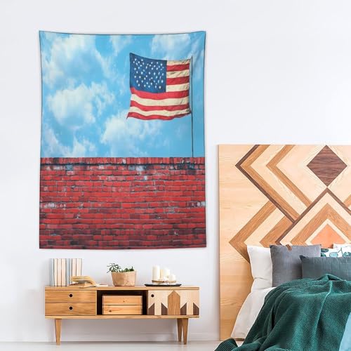 Tapiz de pared de la bandera de EE. UU. sobre ladrillo para decorar tu dormitorio o salón 4