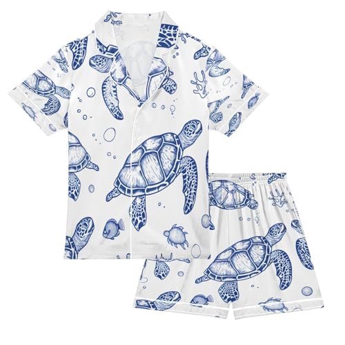 Pajama Sets Silky Button Down Nightwear Sleepwear Size 5-14 Years White Dot Red Strawberry